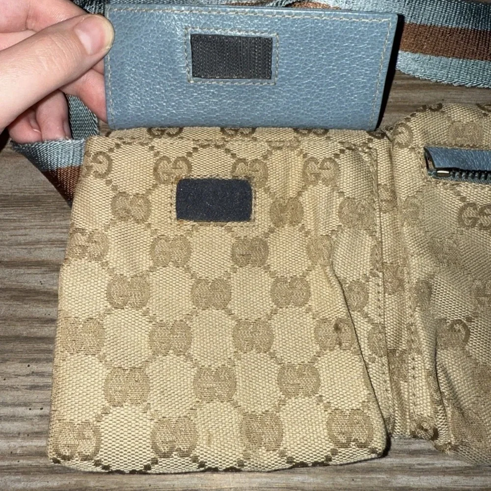 Gucci GG Monogram Web Double Pocket Belt Bag Ice Blue RARE color 162962-497717 - Picture 8 of 16